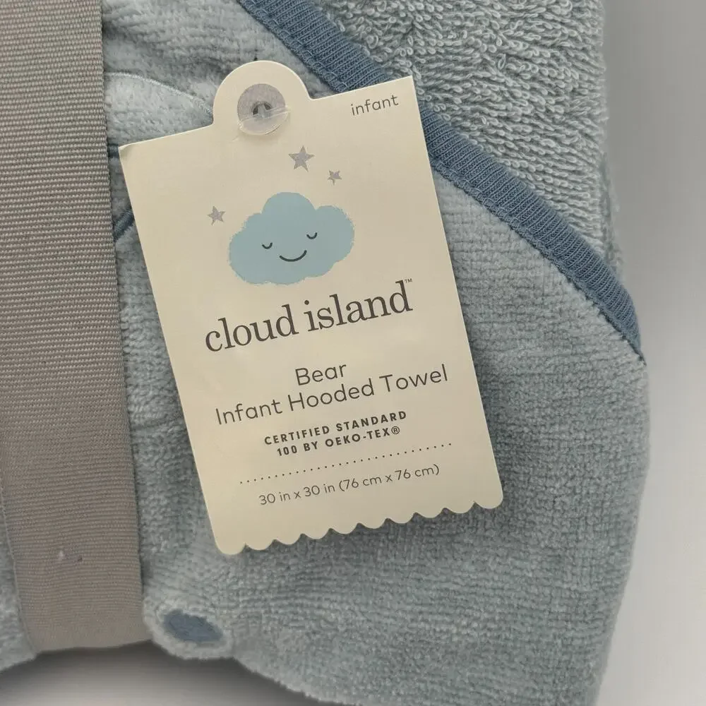 Cloud Island‎ Baby Hooded Towel Blue: Cotton Terry, Animal Pattern, 30